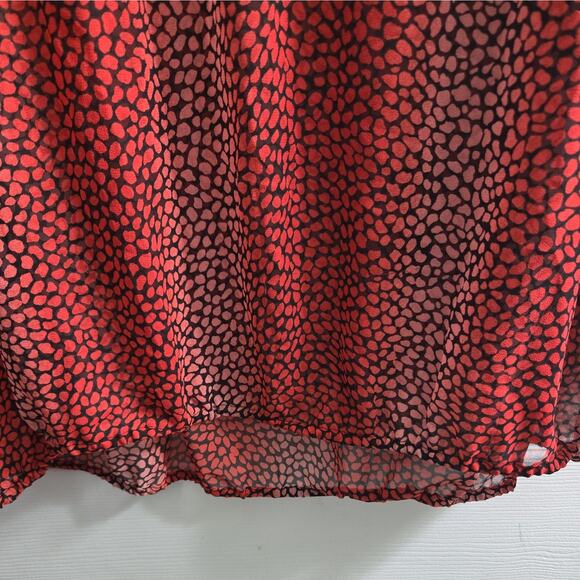 Lane Bryant Red & Black Tie Front Tassel Pullover Sheer Blouse Animal Print18/20 - Picture 7 of 7